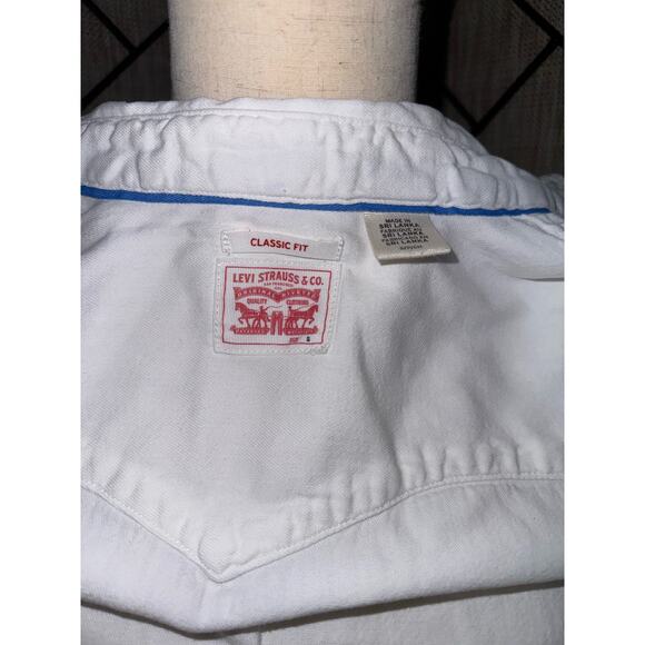 Levi’s Women’s White Denim Short Sleeves Button Up S Western Pocketed Collared - Picture 3 of 4